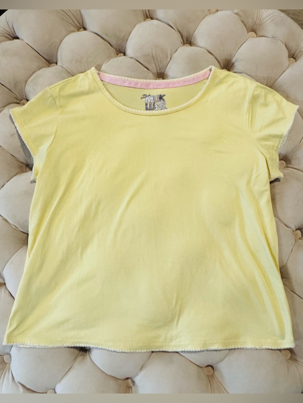 Muk Luks Yellow Short Sleeve Lounge Tee Medium